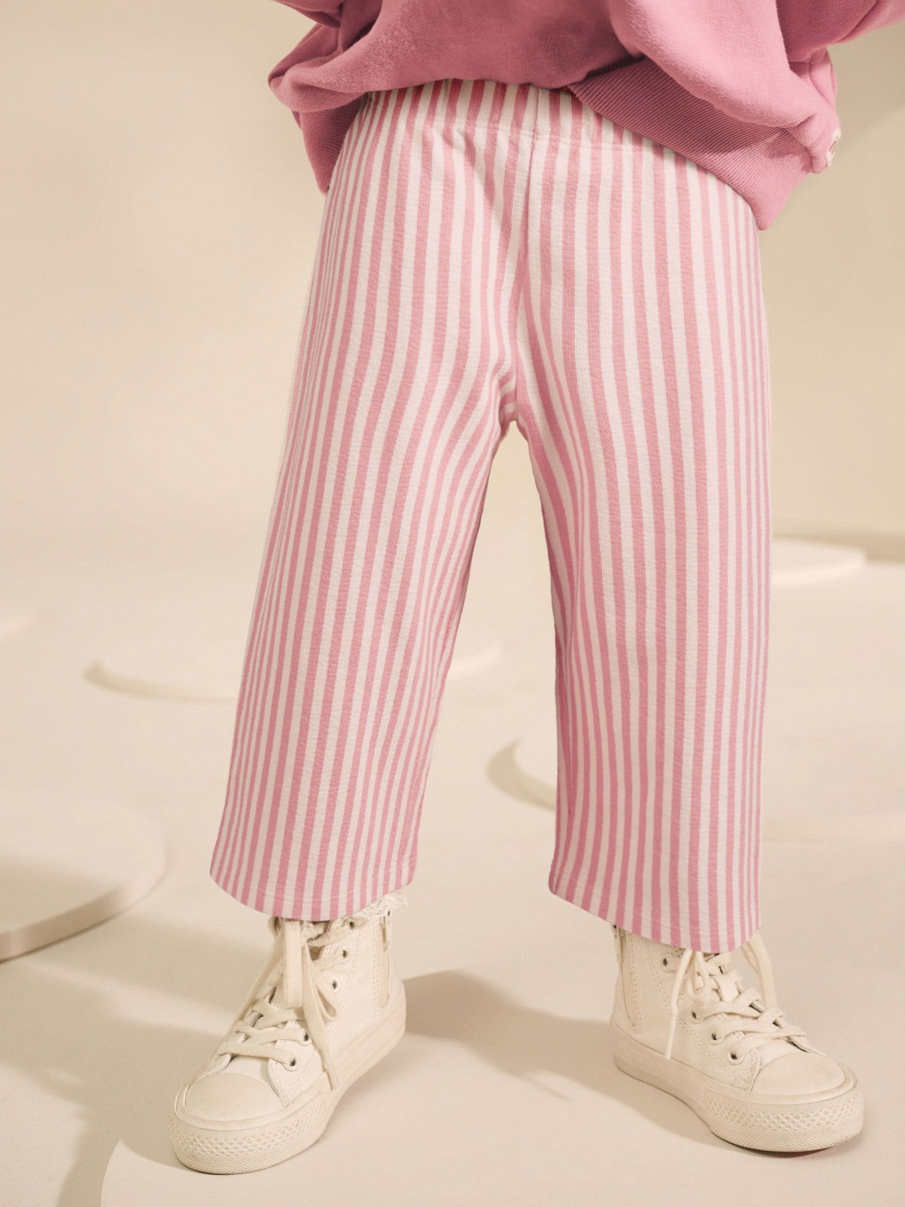 Roze streep - Broek met wijde pijpen (3mnd -7jr)