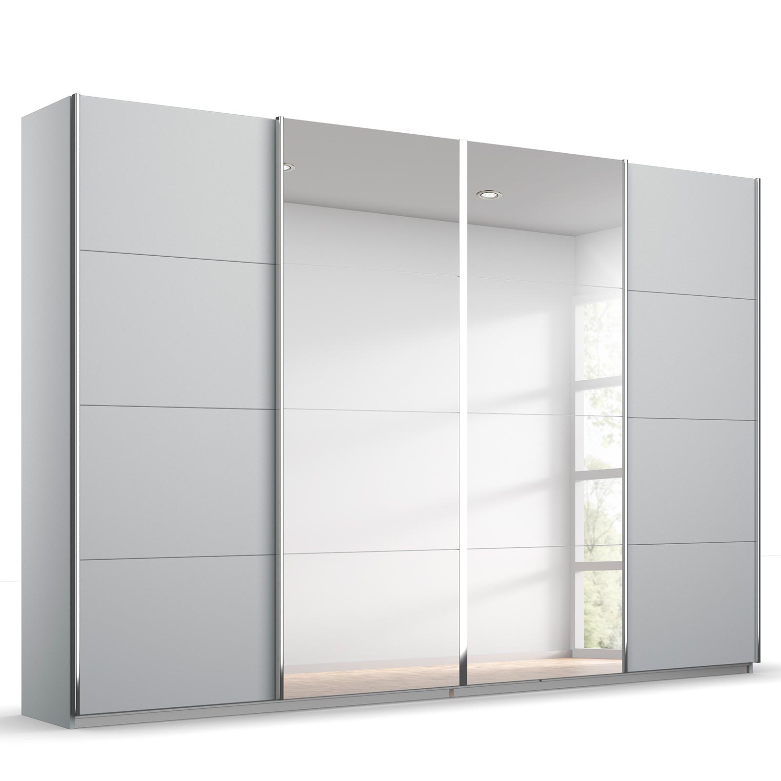 Schwebetürenschrank - seidengrau - 2 Spiegeltüren - 271 cm
