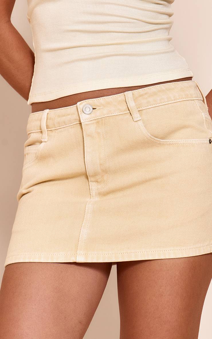 Pale Yellow Mini-jupe En Denim Taille Basse