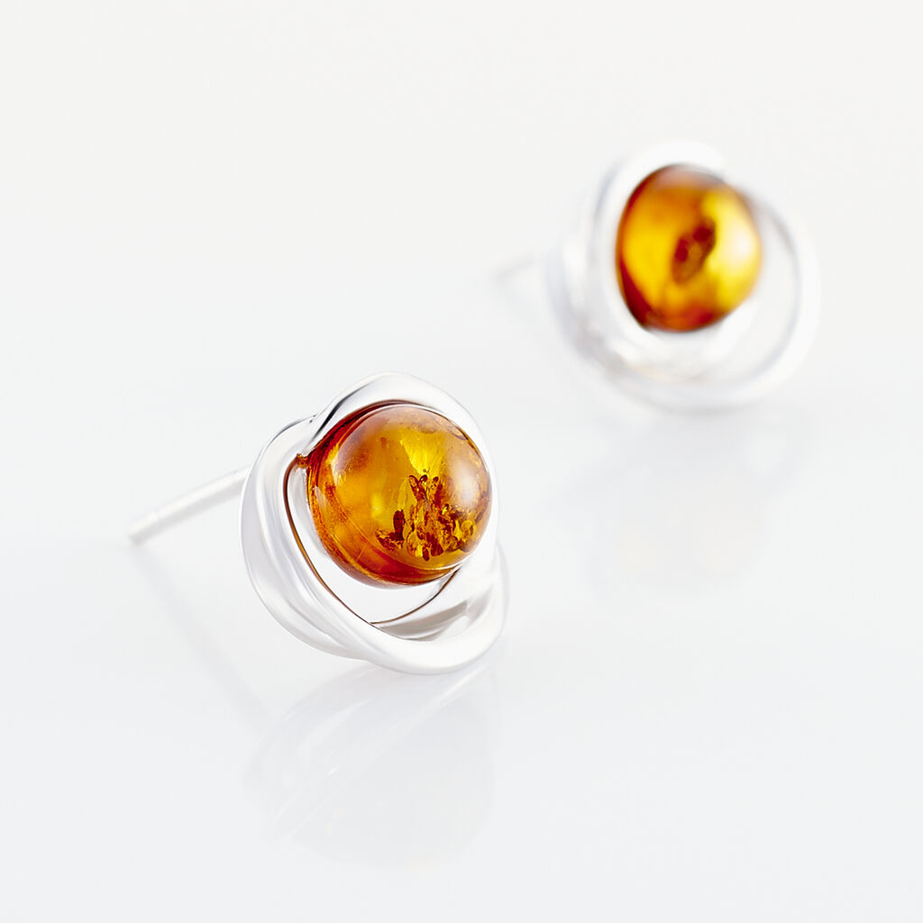 Boucles D'oreilles Argent Blanc Franjo Ambre
