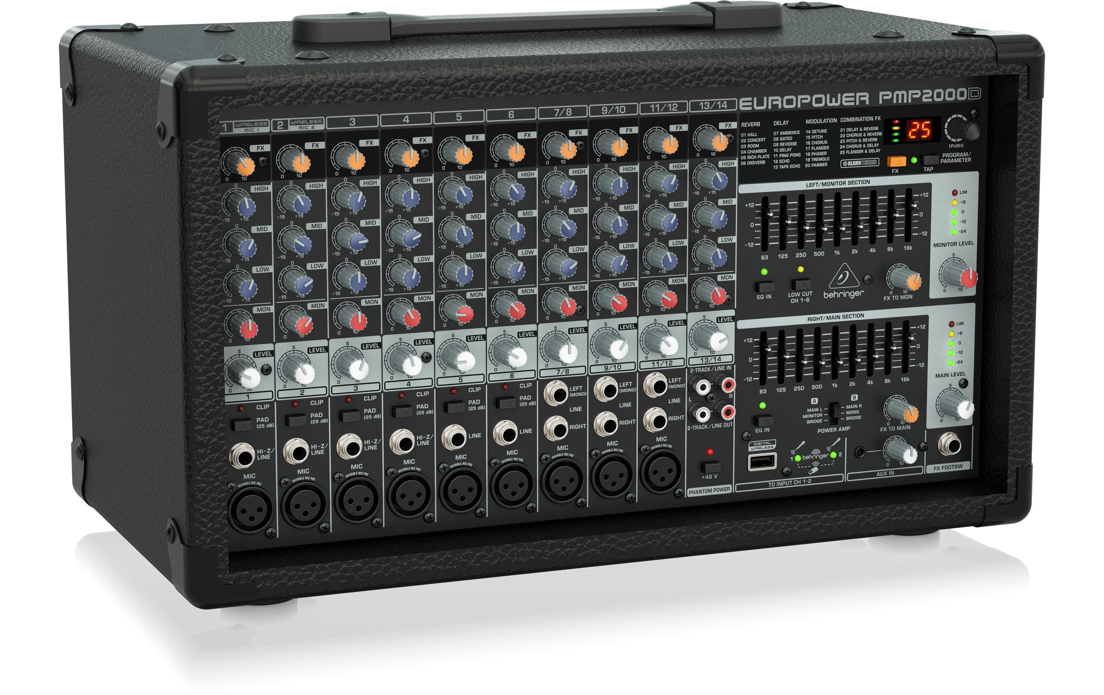Mischpult PMP2000D<br>2000-Watt-14-Kanal-Power-Mixer mit Multi-FX-Prozessor