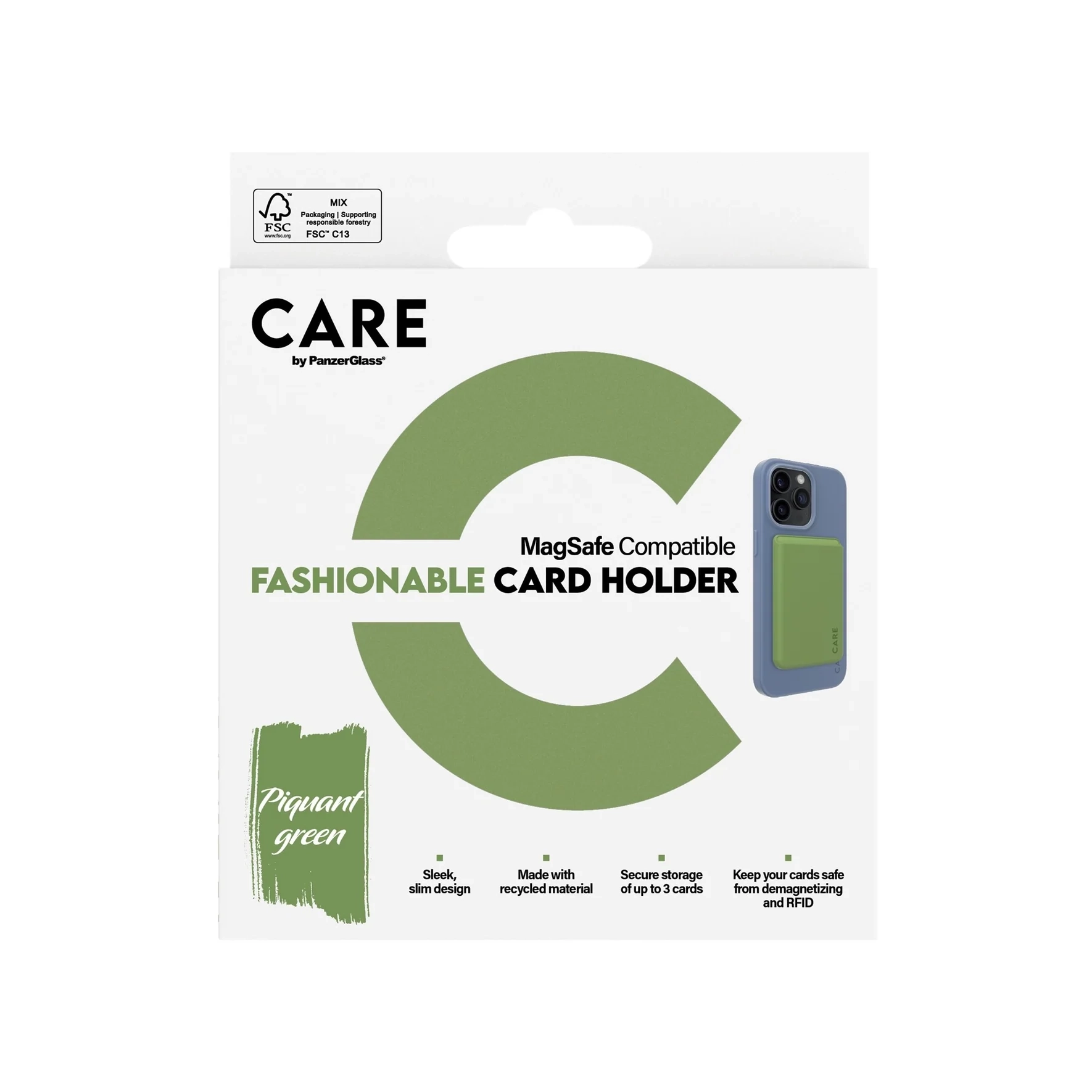 Care Magnetische MagSafe Wallet Kreditkarten Halterung (RFID Schutz) (1448) - Grün