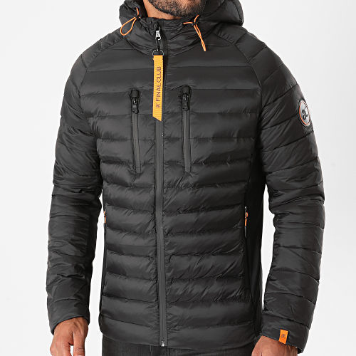 Doudoune Capuche Premium Tech Noir Orange