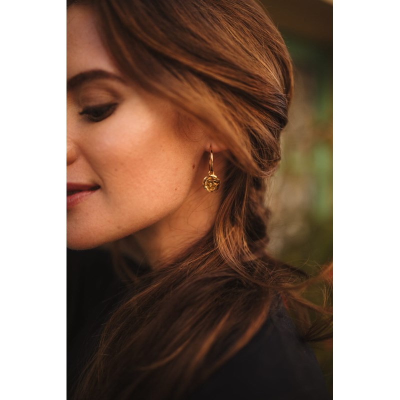 mini boucles d'oreilles créoles fleurs doré à l'or fin - AGLAÉ