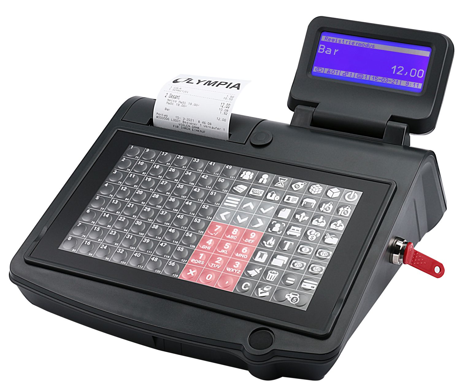 Olympia CM 985 Registrierkasse TSE 3 Jahren Lizenzlaufzeit GoBD/GDPdU-konformSchwarz