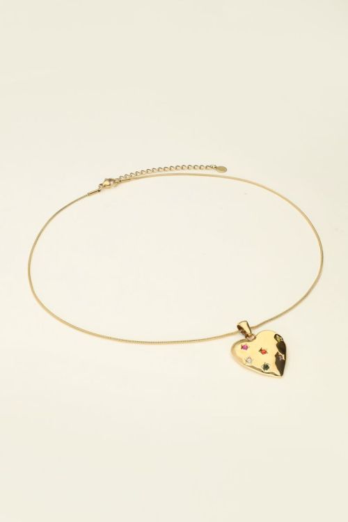 Universe ketting met hart bedel met gekleurde steentjes