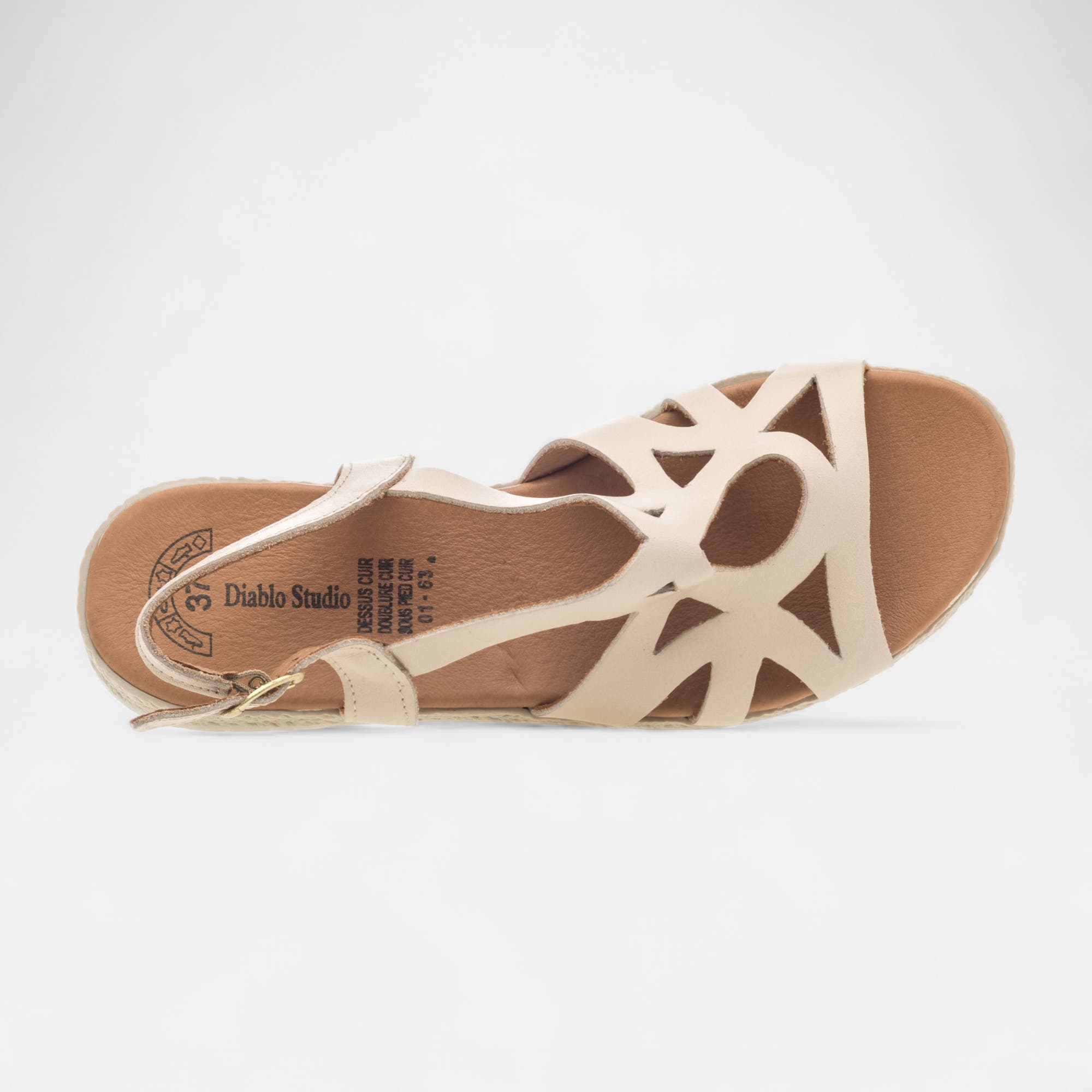 Nu-pieds Femme en cuir beige