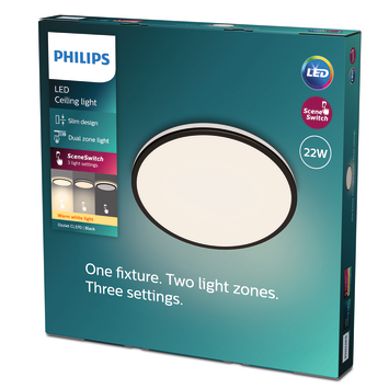 Philips plafonnière Ozziet zwart 1x22W