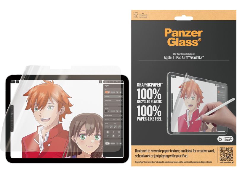 Panzerglass UWF GraphicPaper iPad Air (2024) & iPad 10th Ge Bildschirmfolie mit papierähnlicher Oberflächen-Textur – Hergestellt aus 100% recyceltem Material