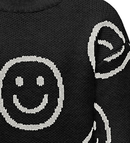 Kids Only Bluse - Strik - KogHappie - Blåck/Cloud Dancer Happy S