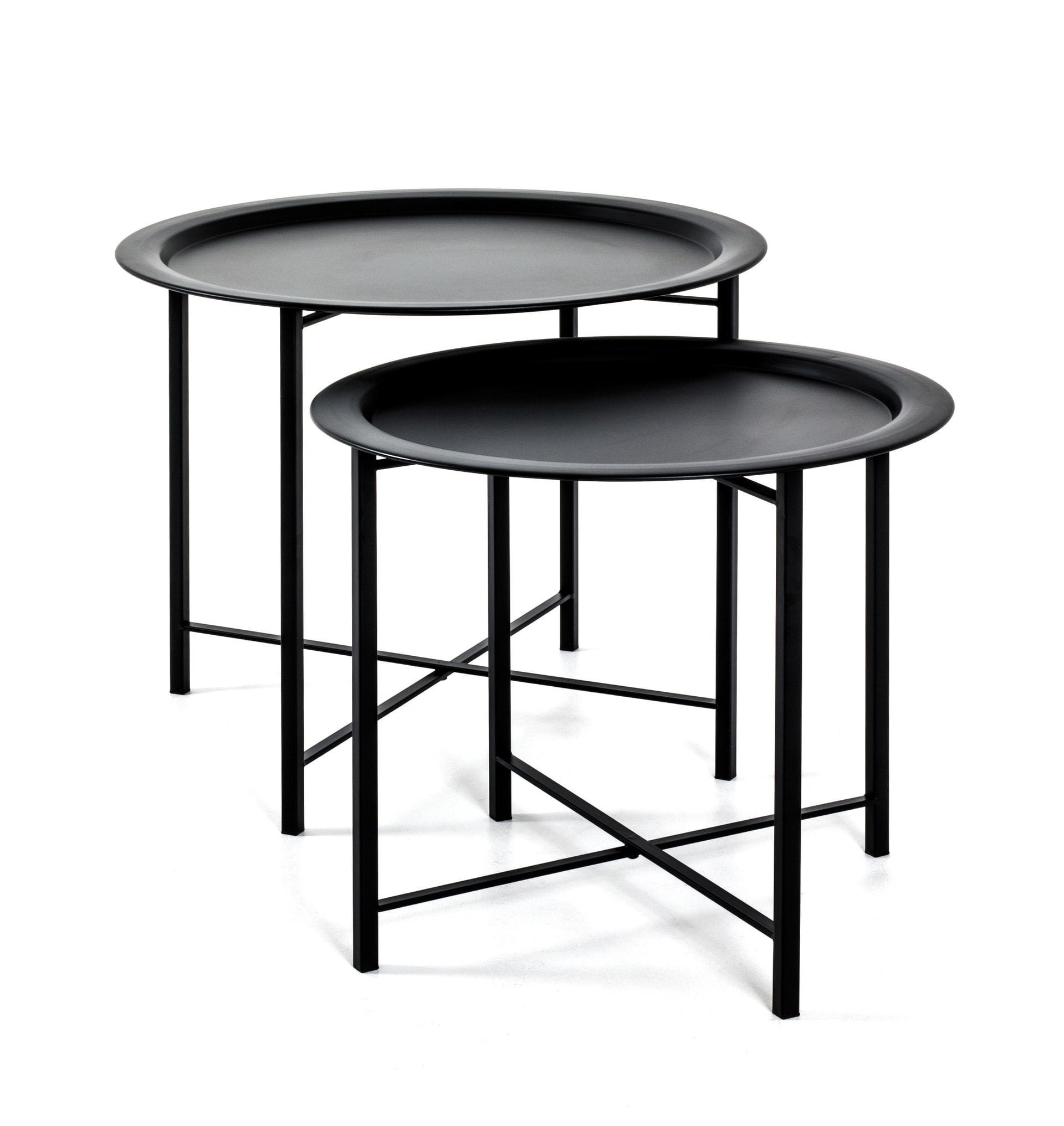 Couchtisch 2-teilig Metall/schwarz rund