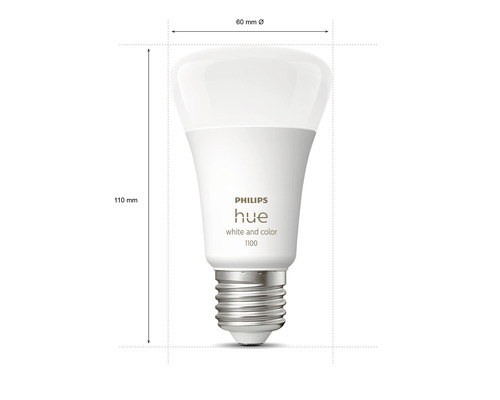 Philips Hue White & Color Ambiance A60 dimbare matte lamp 2x E27/9W (75W) 1100 lm RGBW 2000K-6500K 2-pack - compatibel met SMART HOME van Hornbach