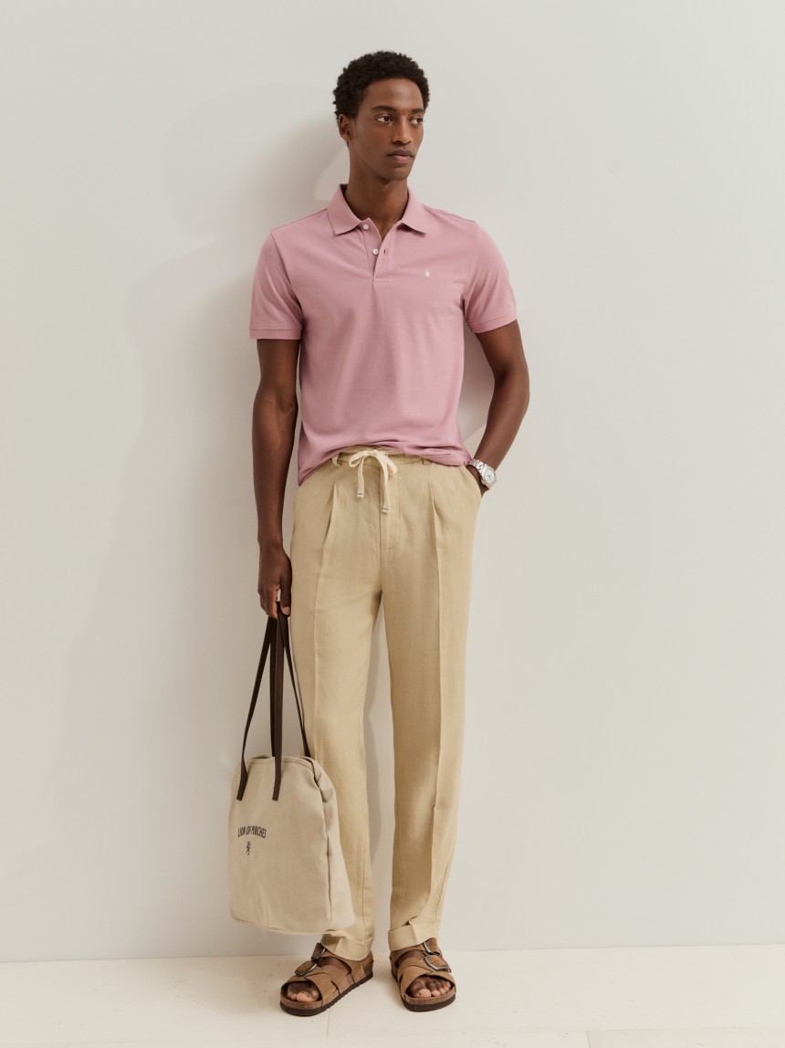 Polo piqué slim fit garment dye