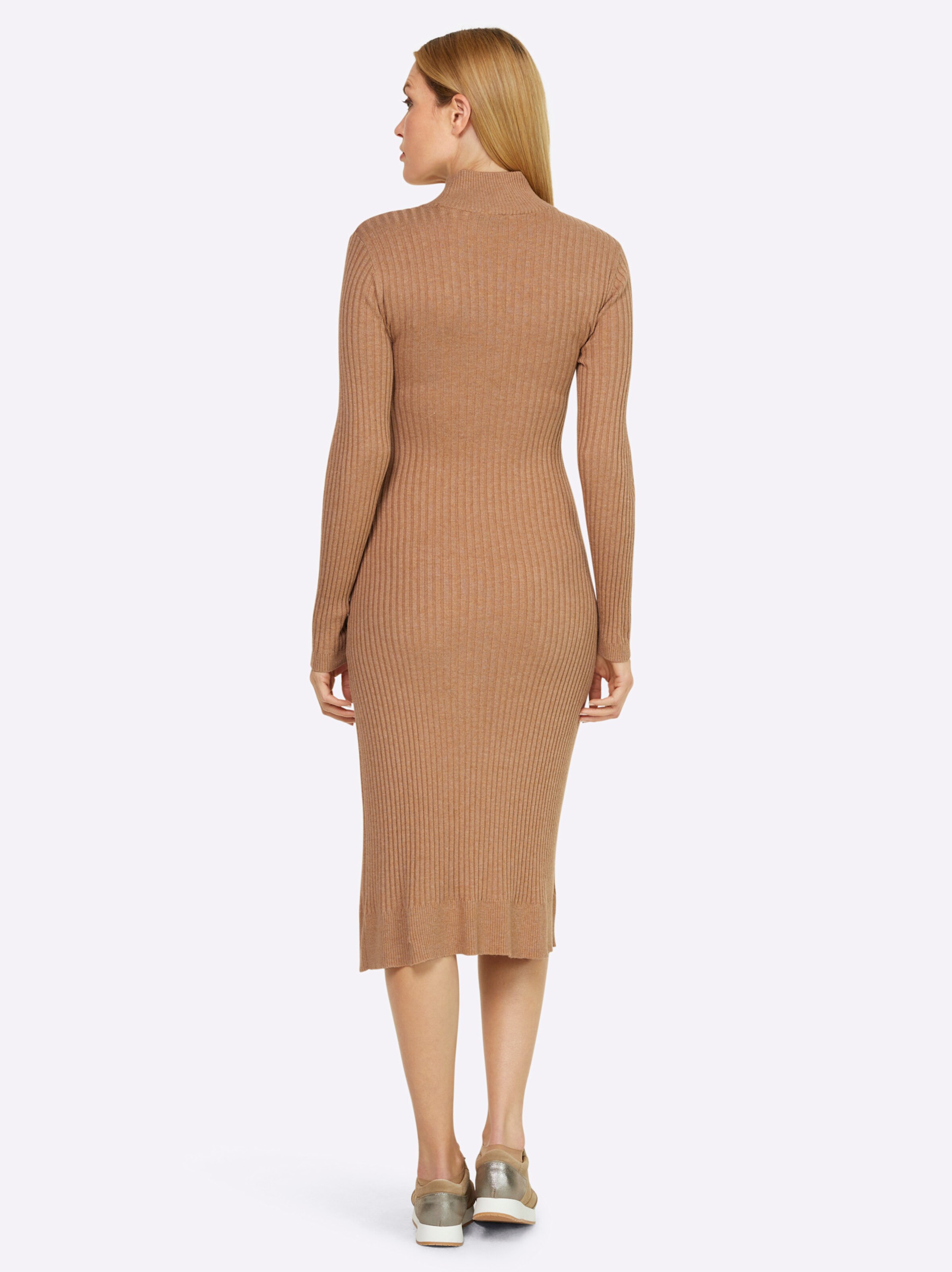 heine Strickkleid in camel-champagner-meliert