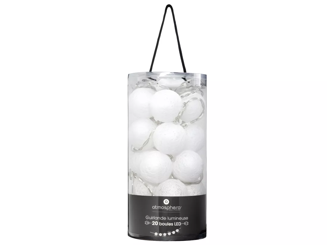 Guirlande Led Secteur 20 Boules D6cm - ATMOSPHERA