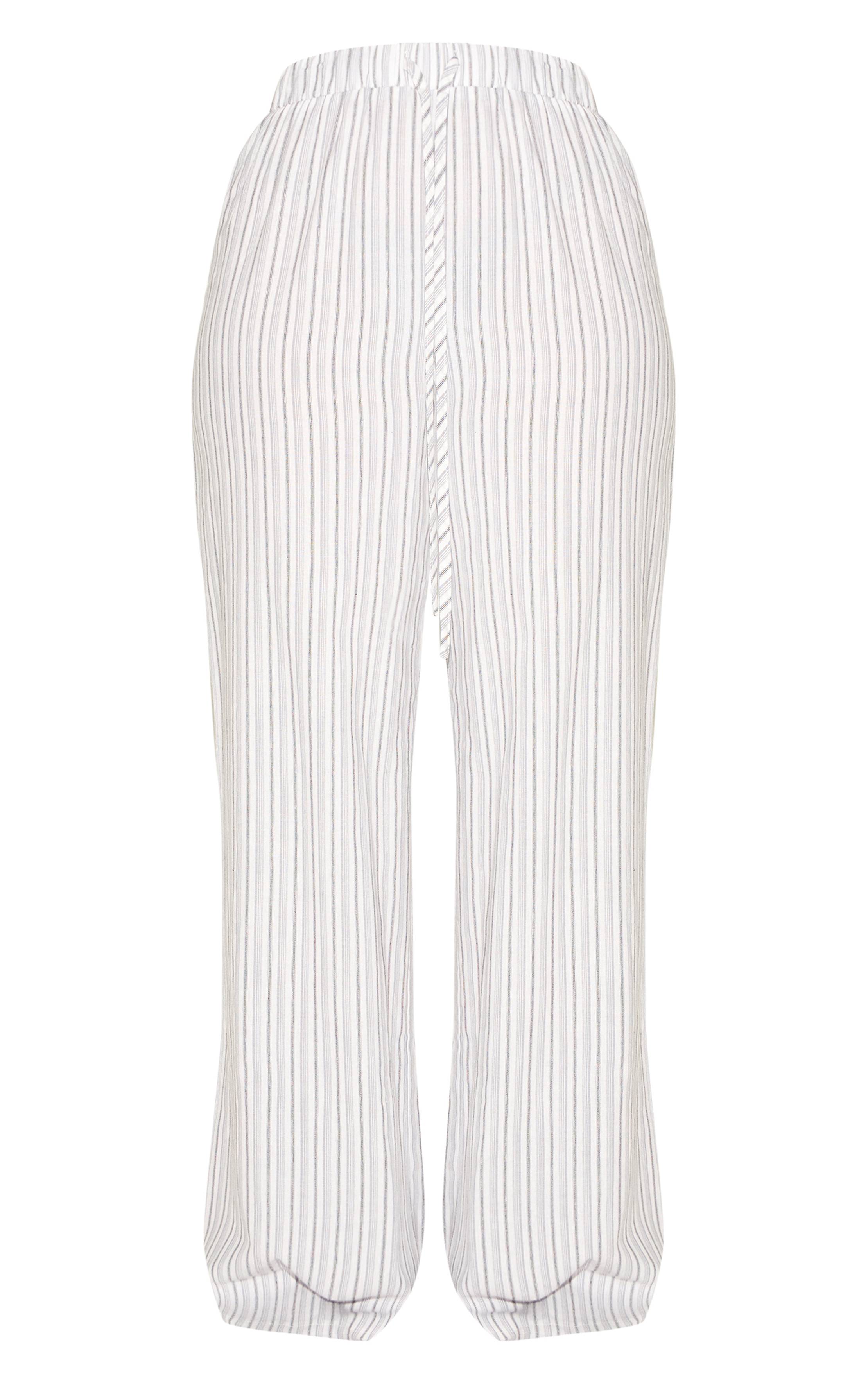 Gris Pierre Pantalon Large Taille Élastiquée À Rayures Shape