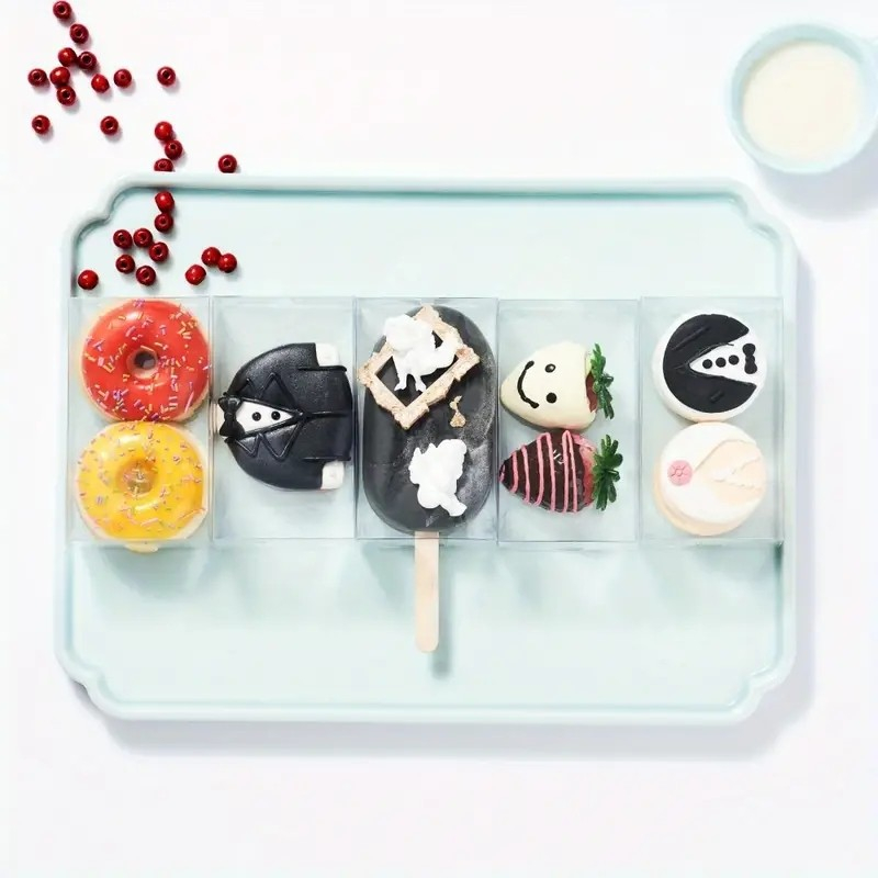 (25er Set) 95x55mm Einweg Eis am Stiel Transportbox Kuchen Schachtel Cake Pop Behälter - Transparent