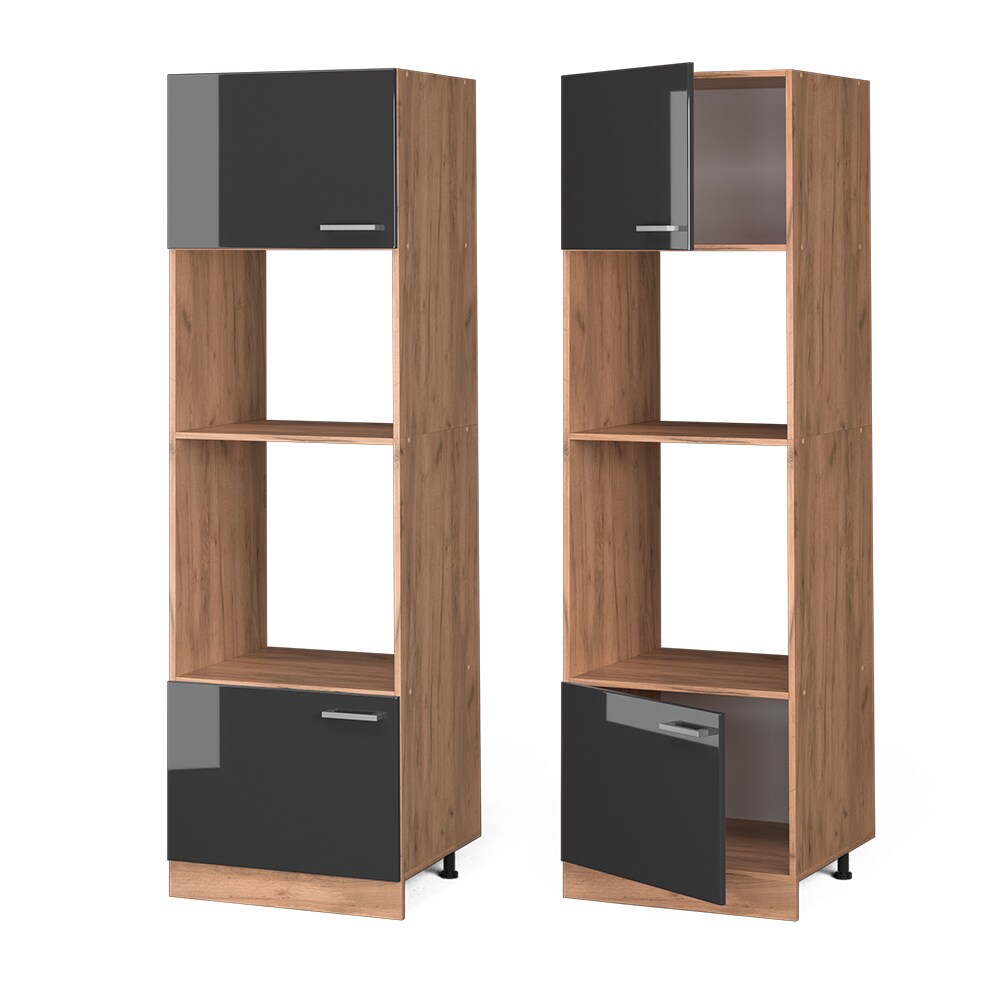 Vicco Mikrowellenumbauschrank Küchenschrank Küchenzeile R-Line 60 cm Goldkraft Anthrazit