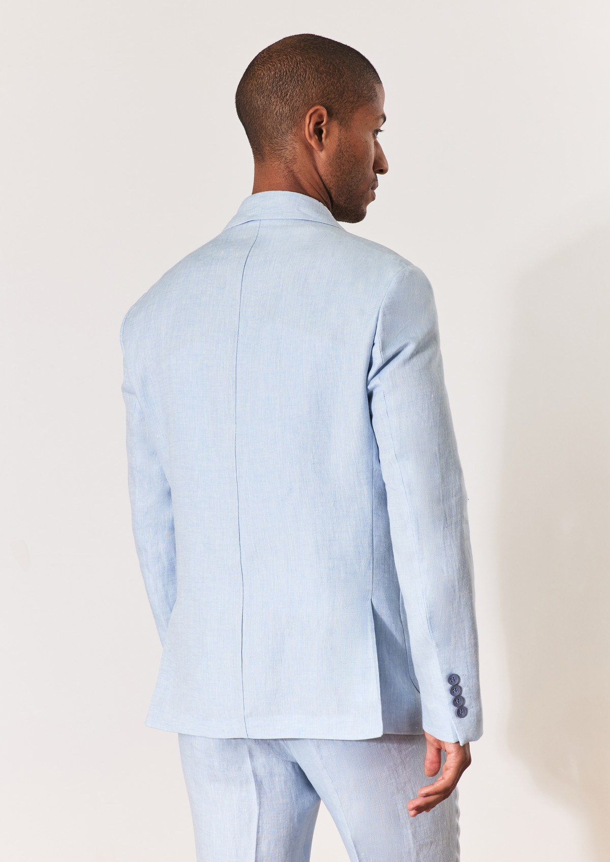Veste coordonnable Regular en lin uni bleu ciel