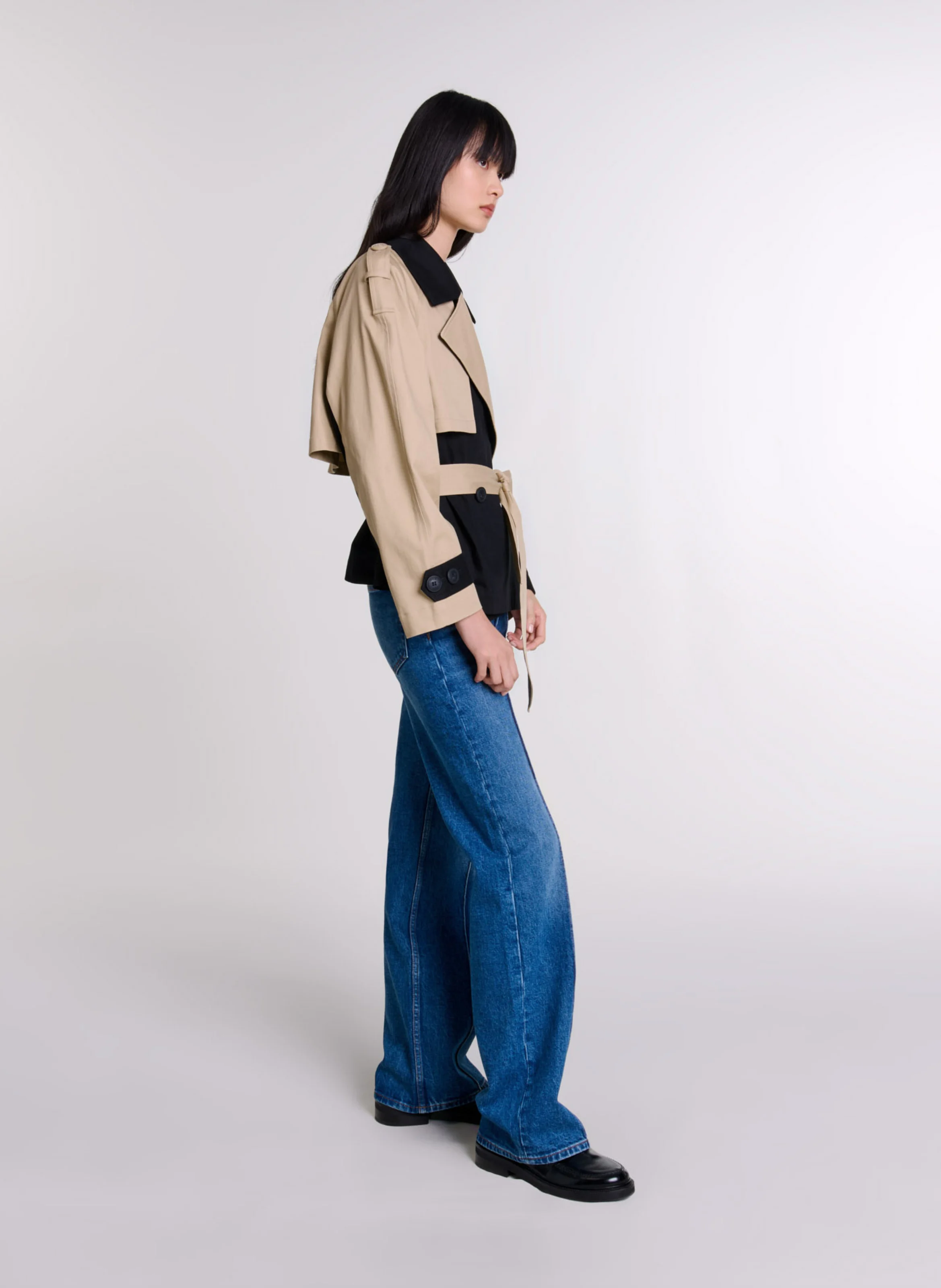 Trench court en coton | Noir