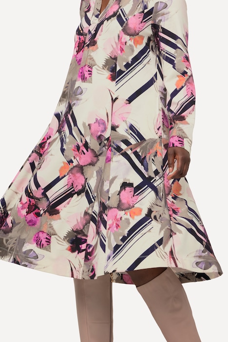 Midikleid, Punto di Roma, Tunika-Ausschnitt, Langarm