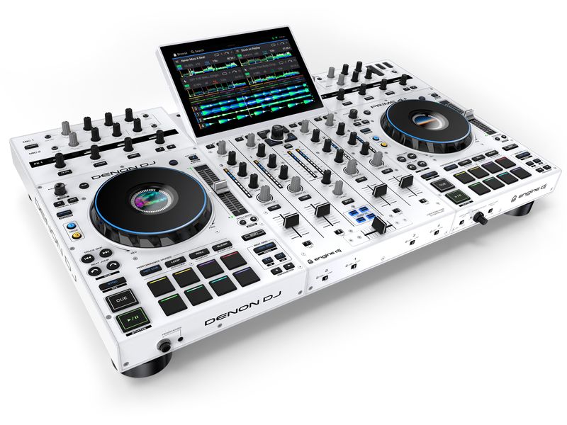 Denon DJ DJ-Controller Prime 4  Special Edition White 4-Deck Standalone-DJ-Controller mit Stems