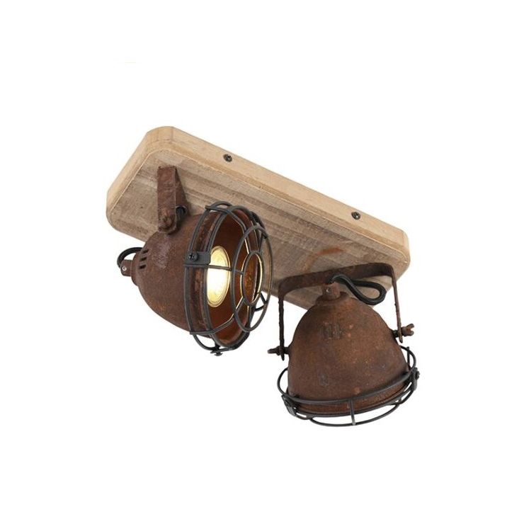Smart spot roestbruin met hout incl. 2 wifi GU10 - Gina