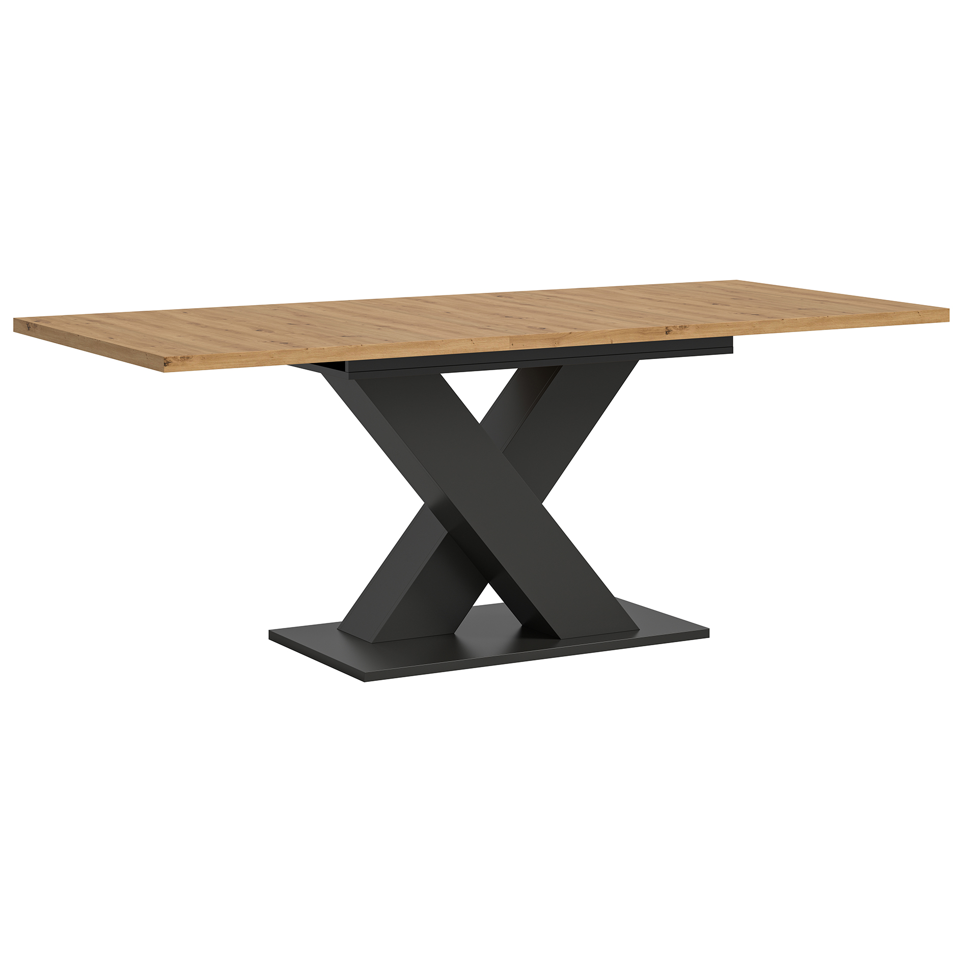 Esstisch MOTION -Artisan Eiche - grau - ausziehbar - X-Gestell