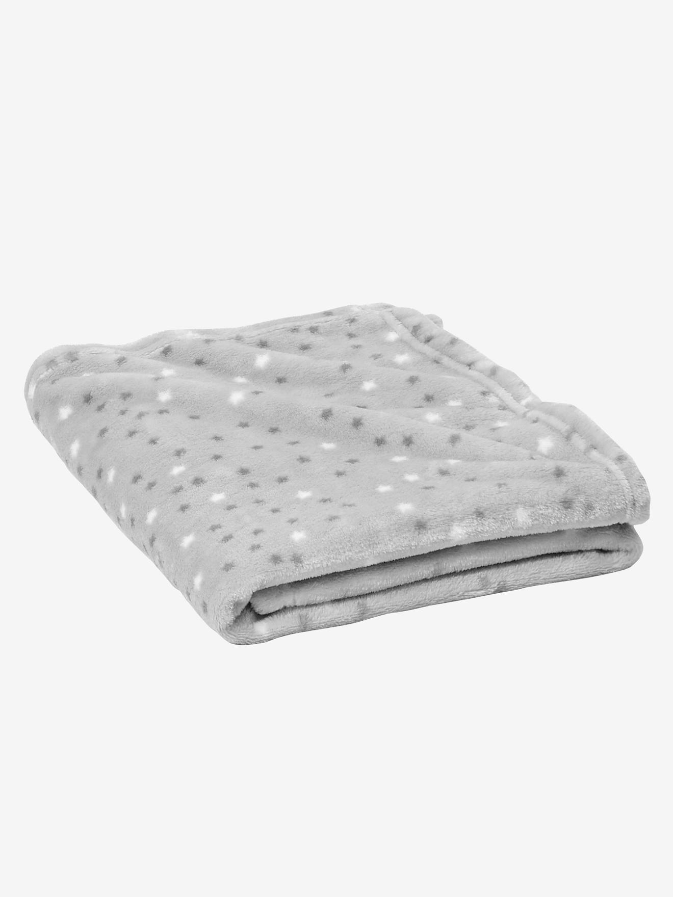 Manta de microfibra estampada, modelo Basics cinza claro.