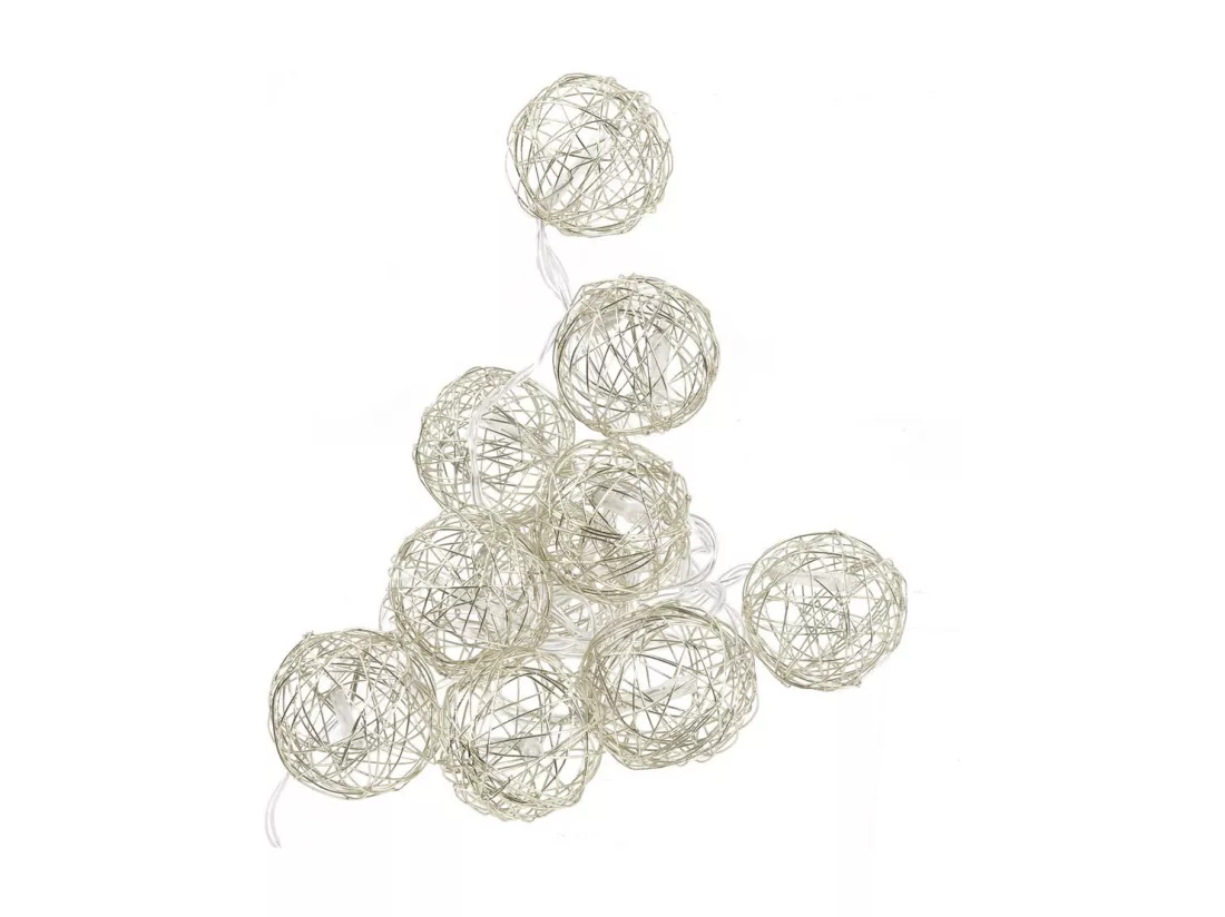 Guirlande lumineuse sphère filaire en métal 10 leds (Lot de 2)