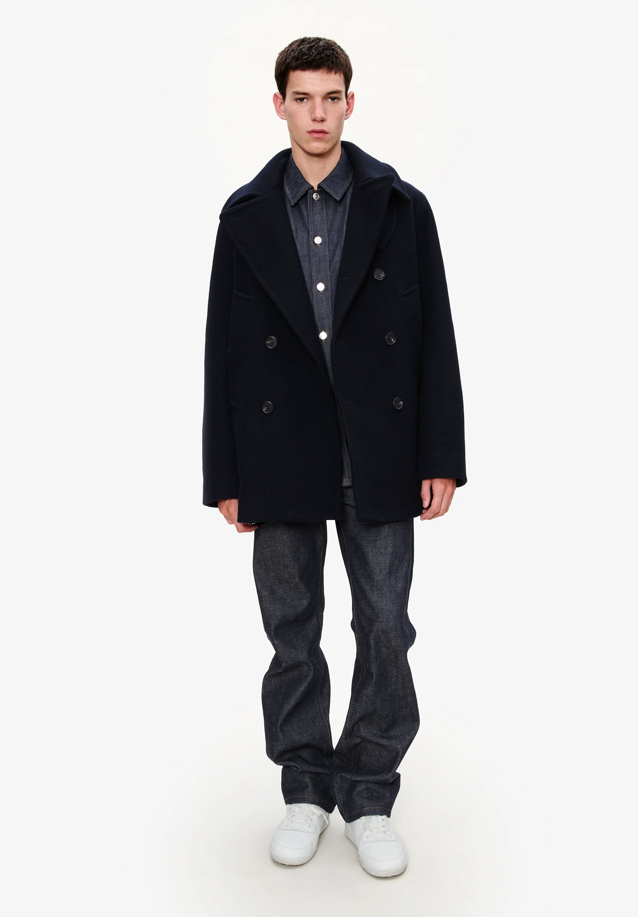 Caban en laine recyclée - Dark navy