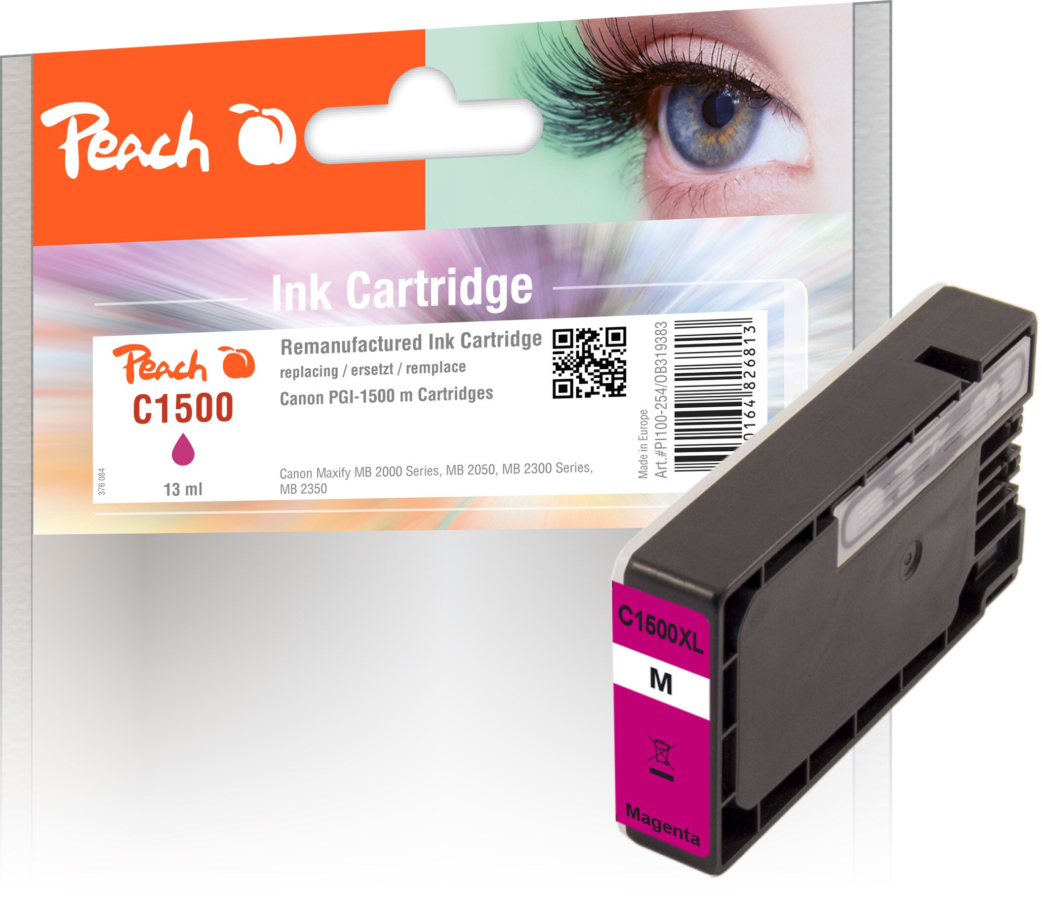 Peach C1500 XLM Druckerpatrone XL ma ersetzt Canon PGI-1500XLM, 9194B001 für z.B. Canon Maxify MB 2750, Canon Maxify MB 2700, Canon Maxify MB 2350 (wiederaufbereitet)