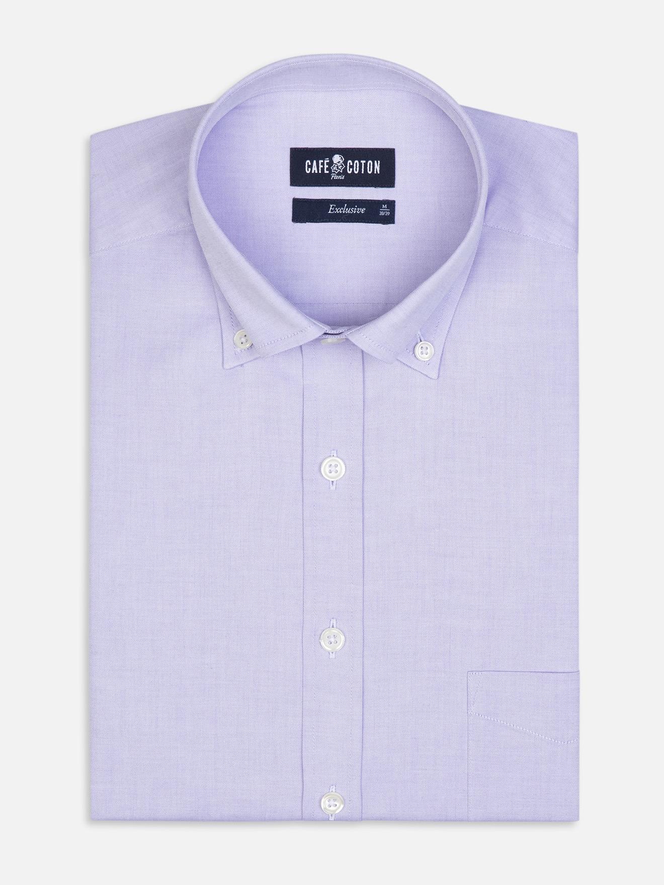Chemise en pin point parme - Col Boutonné