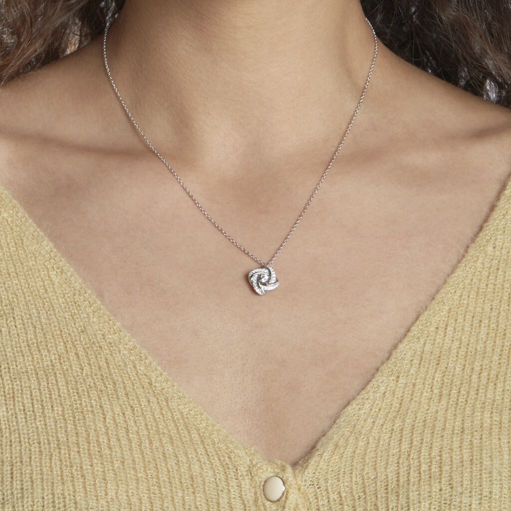 Collier Anasthase Argent Blanc Oxyde De Zirconium