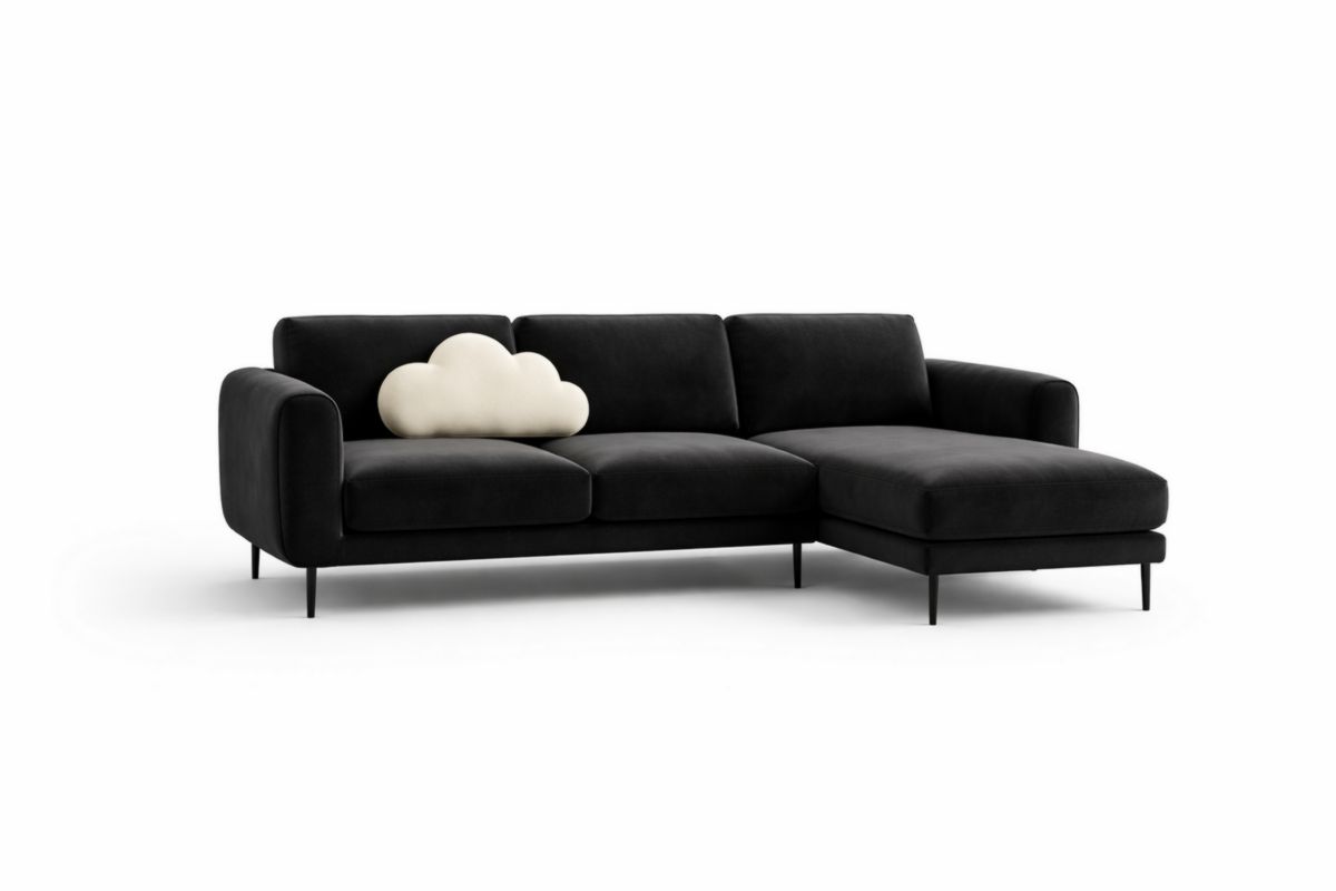 Ecksofa aus Mikrofaser mit Chaise Longue und Wolkenkissen