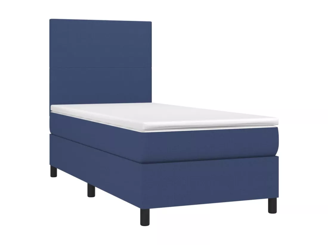 Sommier tapissier avec matelas et LED Bleu 90x190 cm Tissu