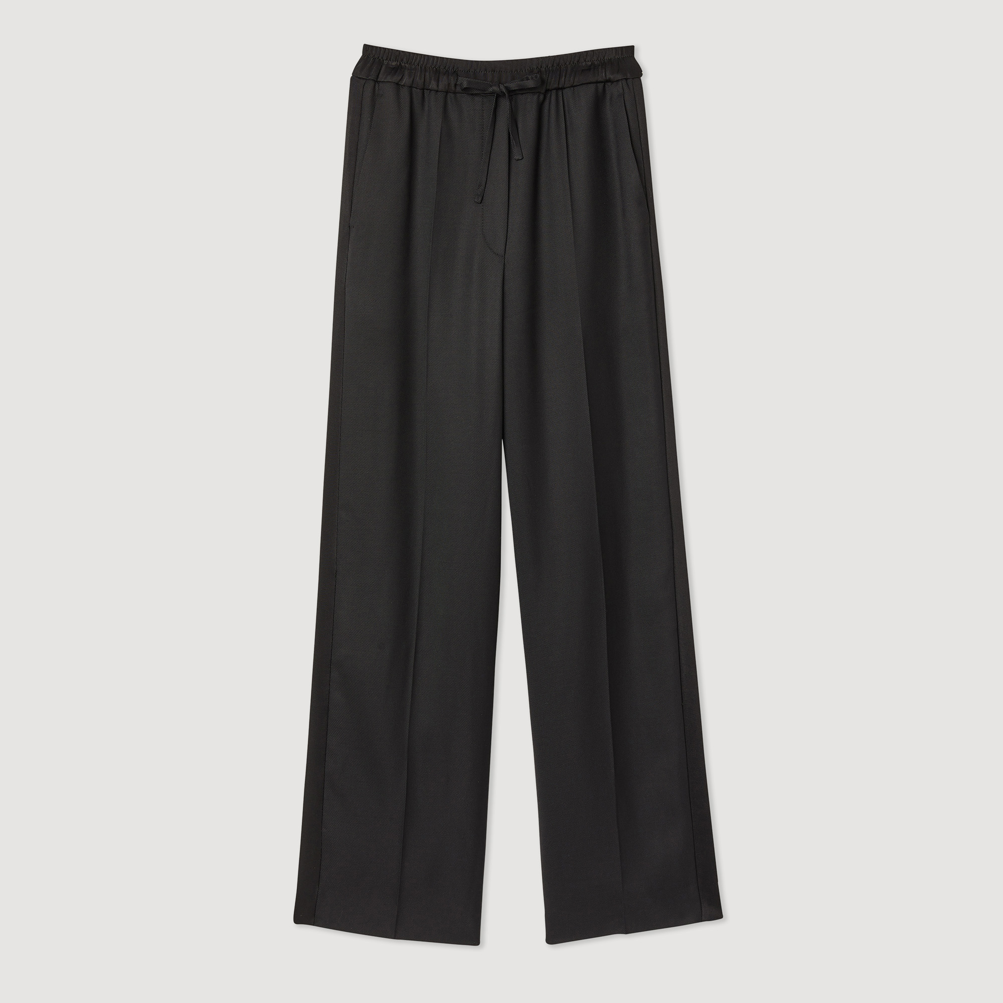 Pantalon large á bande laterale satinee