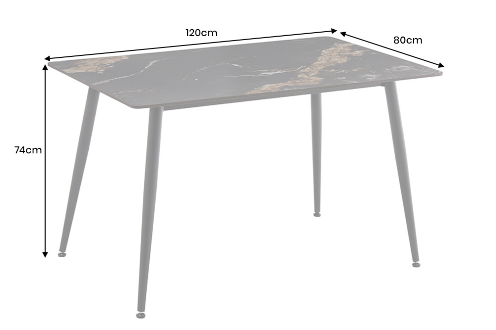 Moderner Esstisch MILANO 120cm schwarz gold sand Aurora Oro Keramik Metallgestell