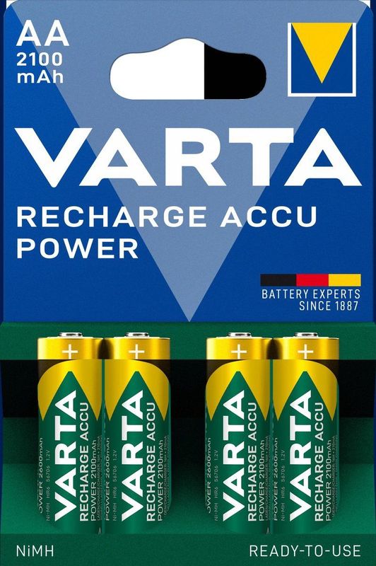 Varta - Recharge NiMH HR06/AA - Oplaadbare Batterijen - 2100 mAh - 4 Stuks
