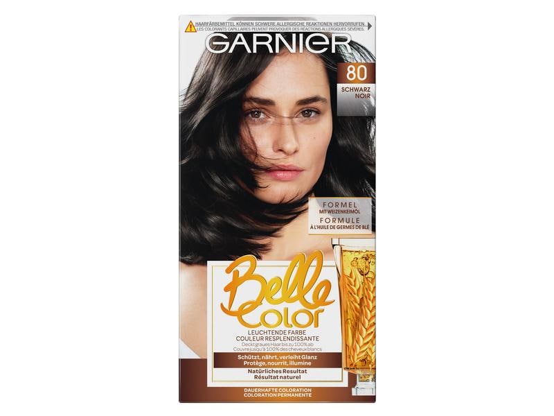 Garnier Haarcoloration Belle Color 80 Schwarz Permanente Haarfarbe für einen natürlichen Farbton