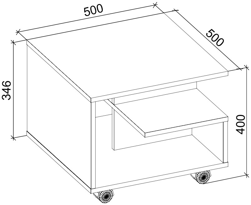 VCM Holz Couchtisch Sofatisch Wohnzimmertisch Rollen rollbar Kaffeetisch Stango S