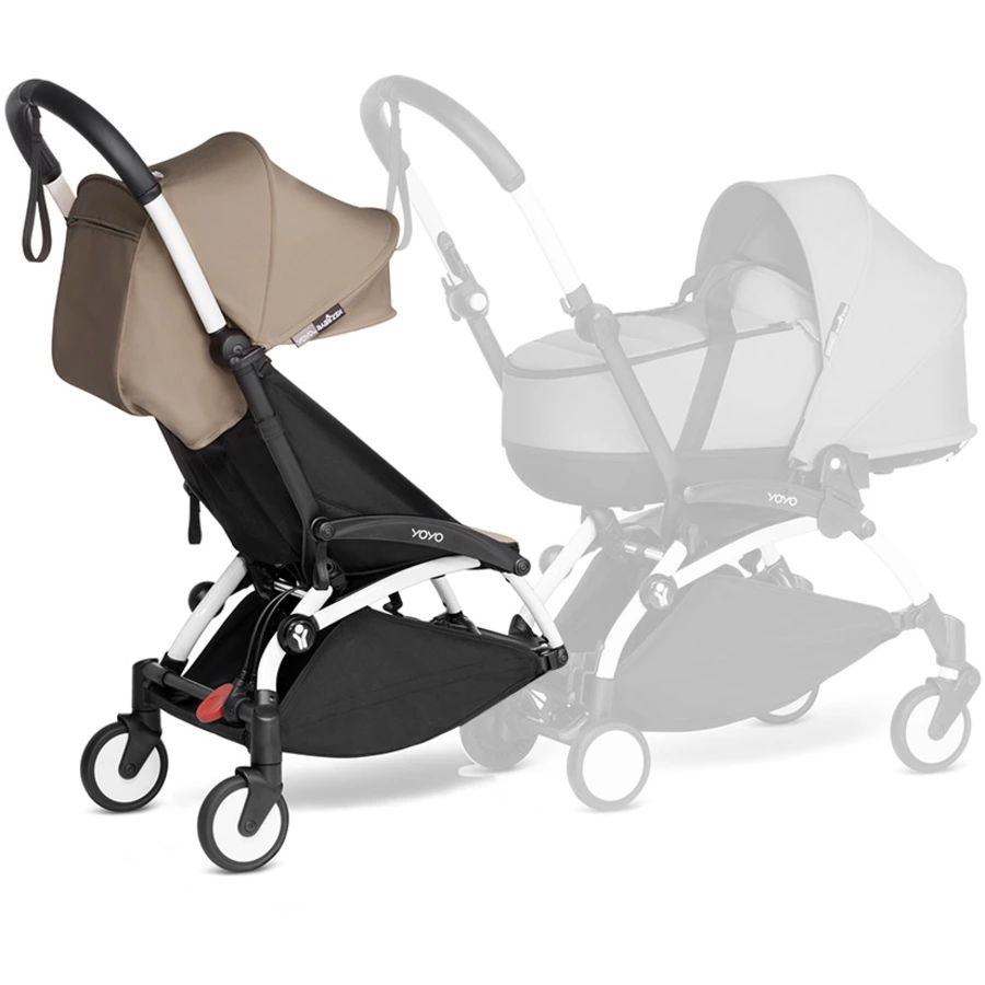 BABYZEN Kinderwagen YOYO 6+ connect White mit Textilset Taupe