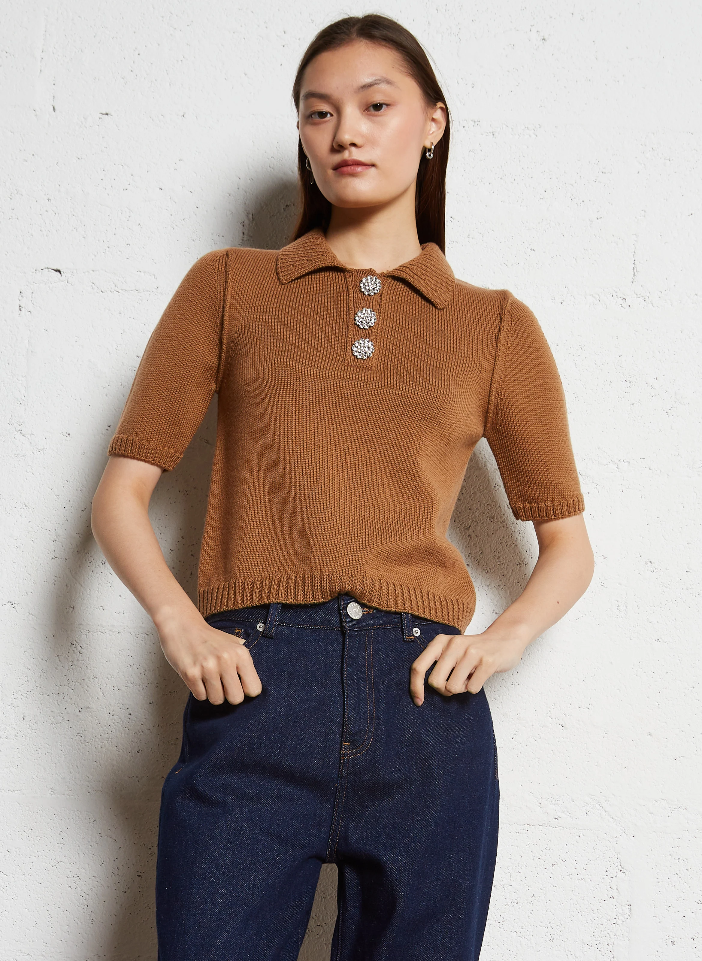 TYLAK - Polo court en laine | Marron