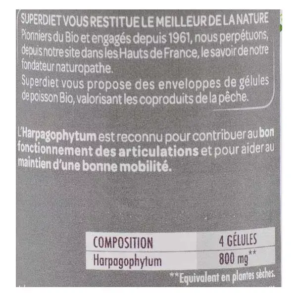 Superdiet Orgânico Harpagophytum 90 cápsulas