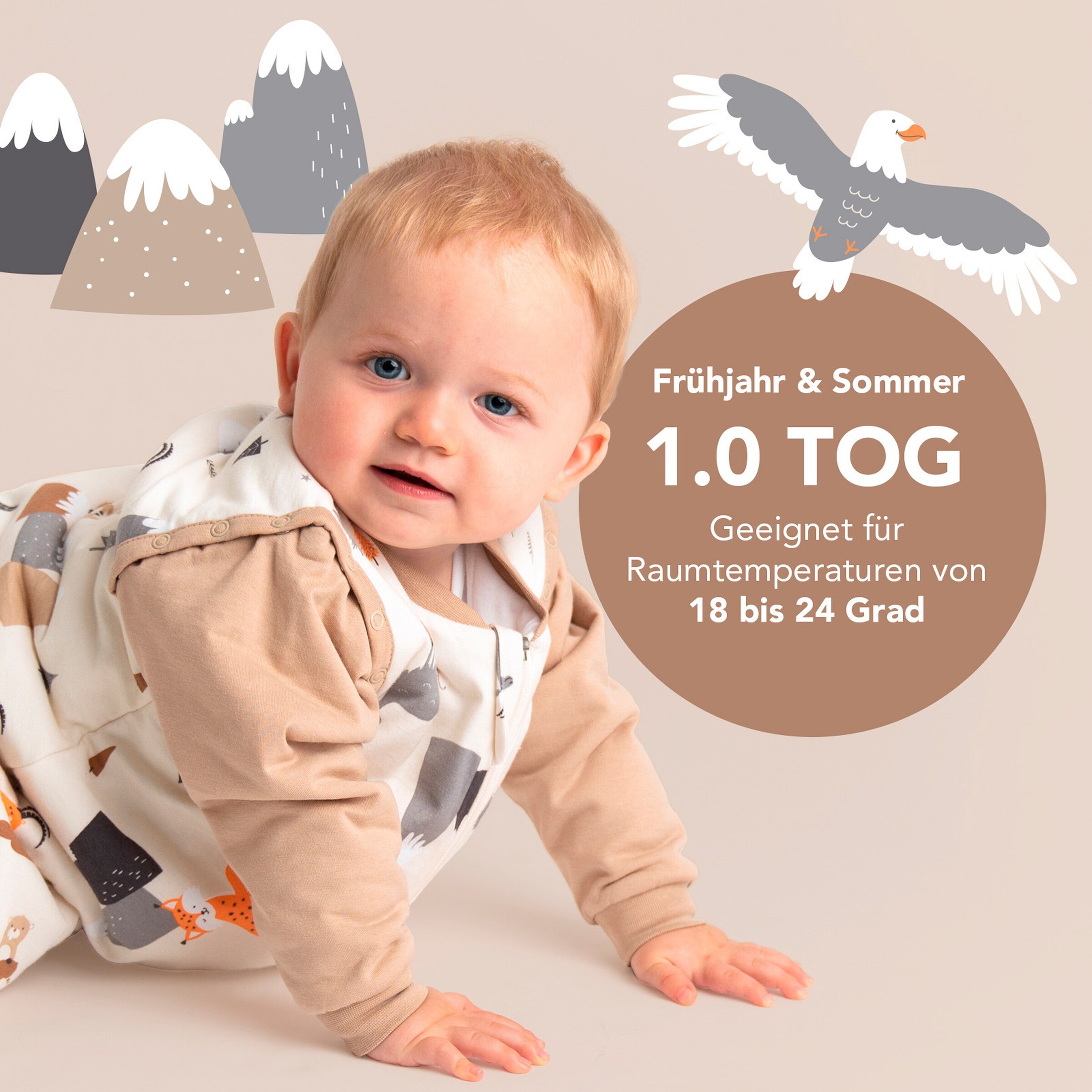 schlummersack Schlafsack ohne Füßen 1.0 Tog Bergtiere