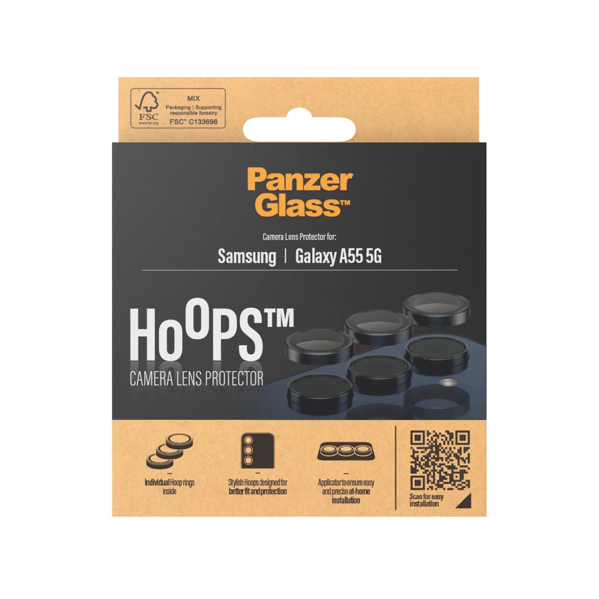 Hoops Samsung Galaxy A55 Kameraschutz Objektiv Ring Protector Abdeckung (1227) - Schwarz