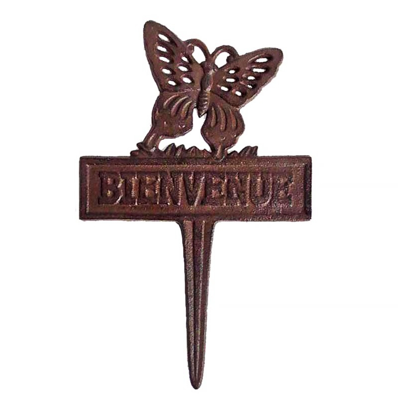 Set piques bienvenue jardin en fonte