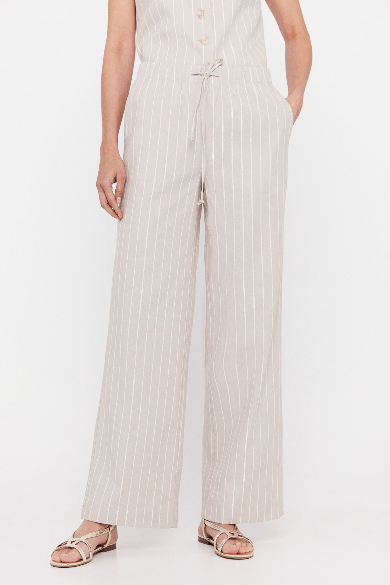 Calça listrada com lurex - Estampa marrom