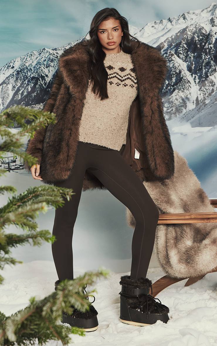 Avoine Synthétiquell Tricoté Col Montant Motif Jacquard