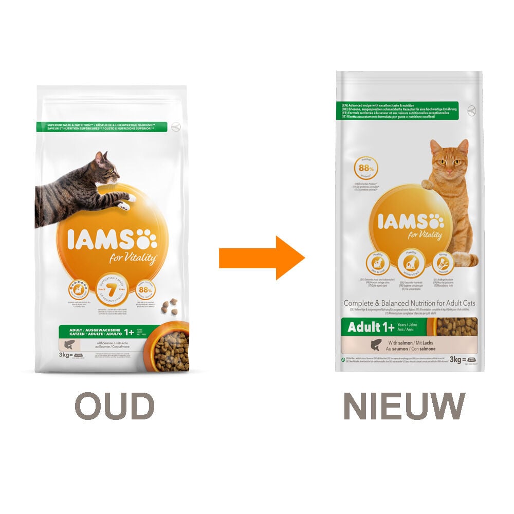 Iams Adult - Kattenvoer - 3 Kilogram - zalm, kip
